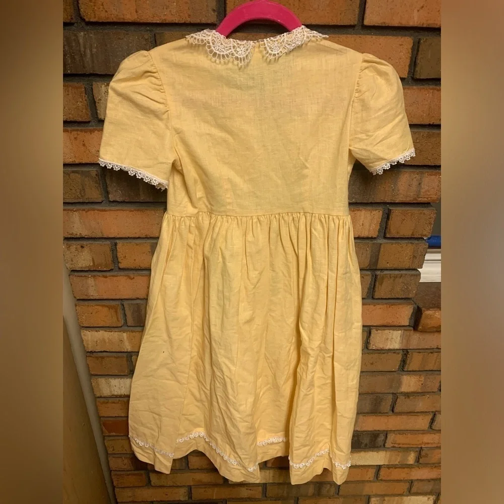 Good Lad of Philadelphia Vintage Yellow Girl’s Dress with Lace Accents